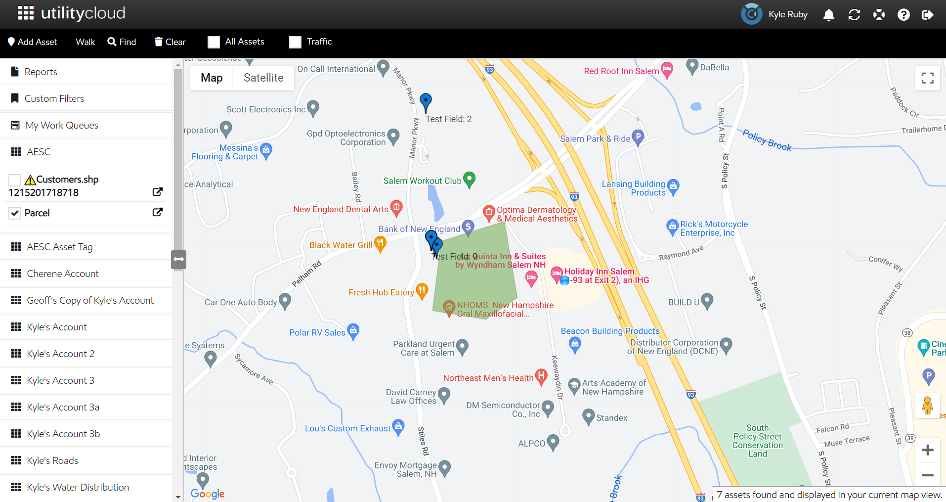 A typical example of what a user would see on the Map page.